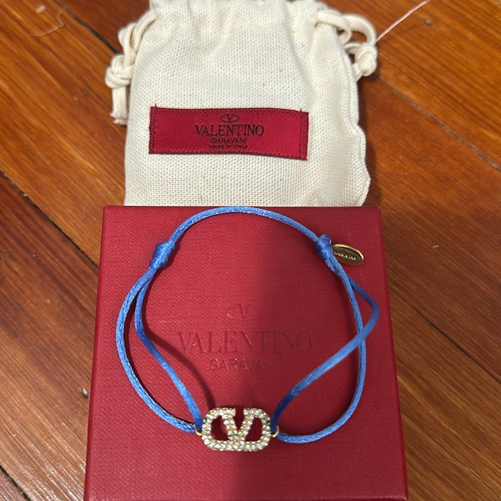 Valentino VLOGO Signature Bracelet in cotton Swarovski crystals